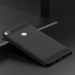 Luxury Soft Carbon Shockproof Silicone Phone Back Cover for Mi Max 2 (Black)