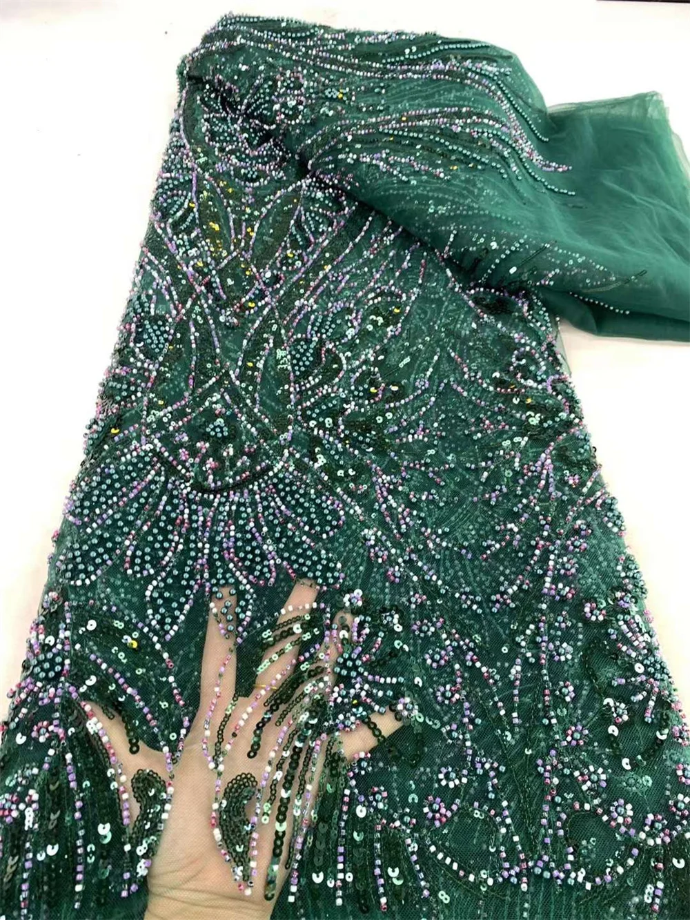 Royal Blue Lace Fabric 5 Yards High Quality Beads And Sequins African Lace Fabric Fashion Materials For Womens Luxury LaceA597-1