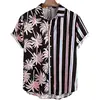 Men's Hawaiian Shirts Striped Floral Print Button-Up Casual Summer Beach Travel Oversized Unisex Clothing 2