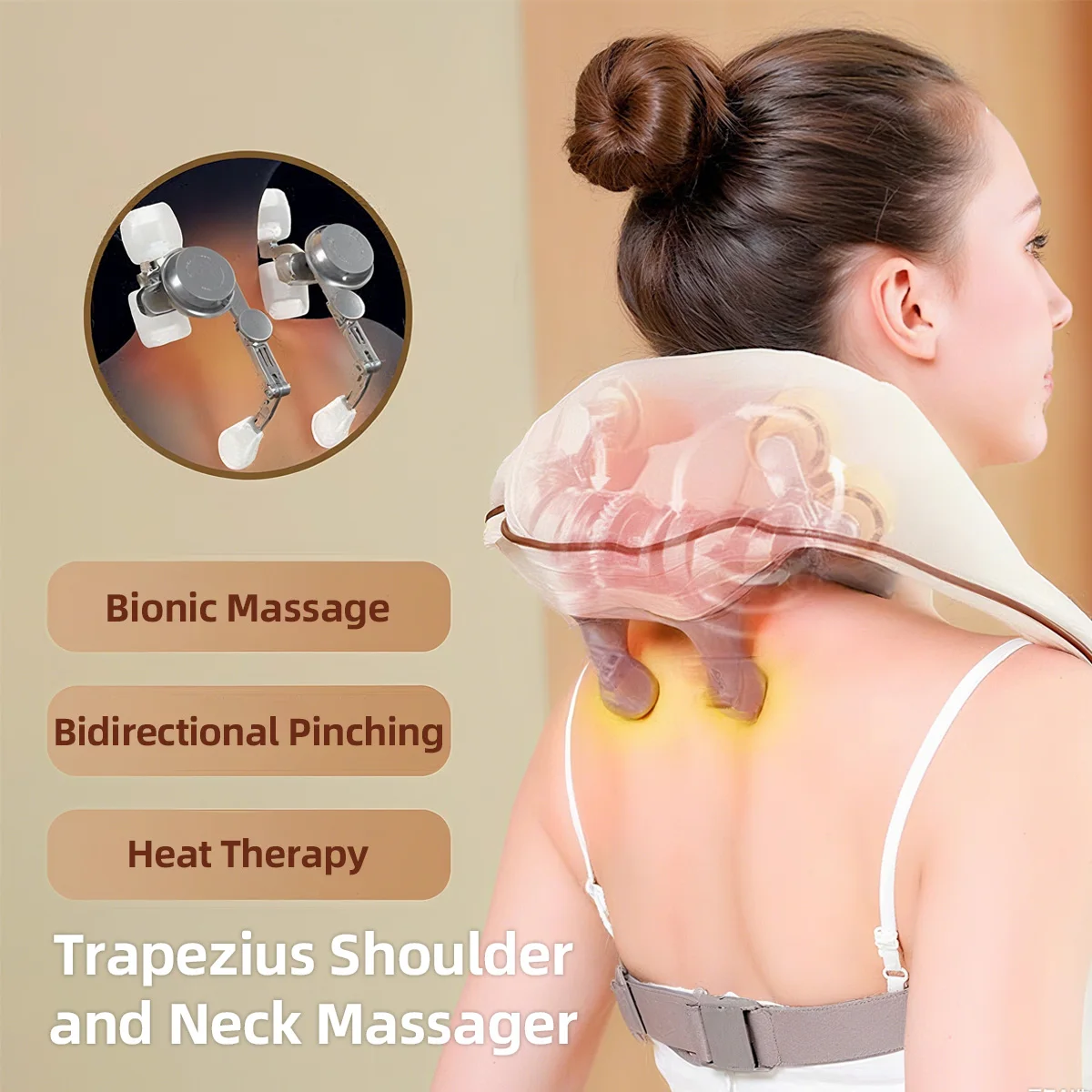 Multifunctional U Shaped Neck and Shoulder Massager Electric Air Pressure Kneading Deep Pressure Back Relaxation Massager