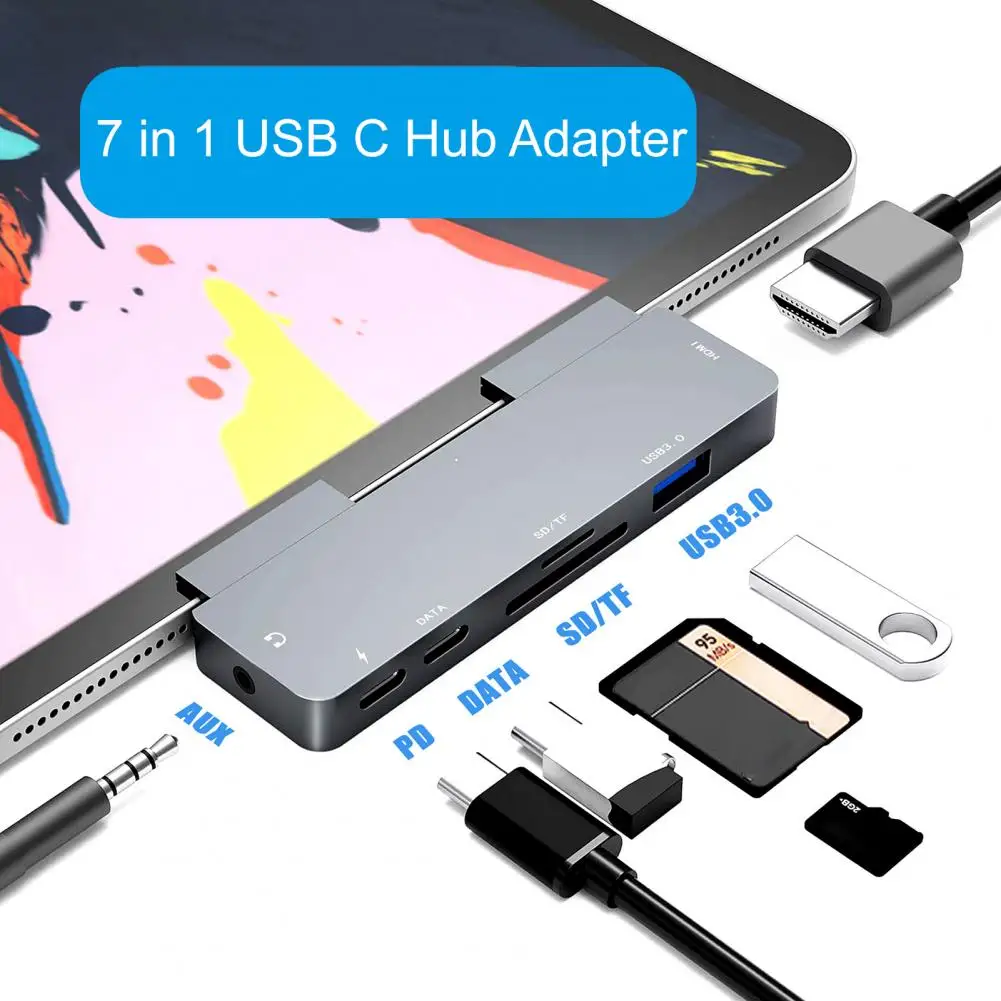 

Адаптер для смартфона, безопасная док-станция с 7 портами типа C на USB, аксессуары для компьютера