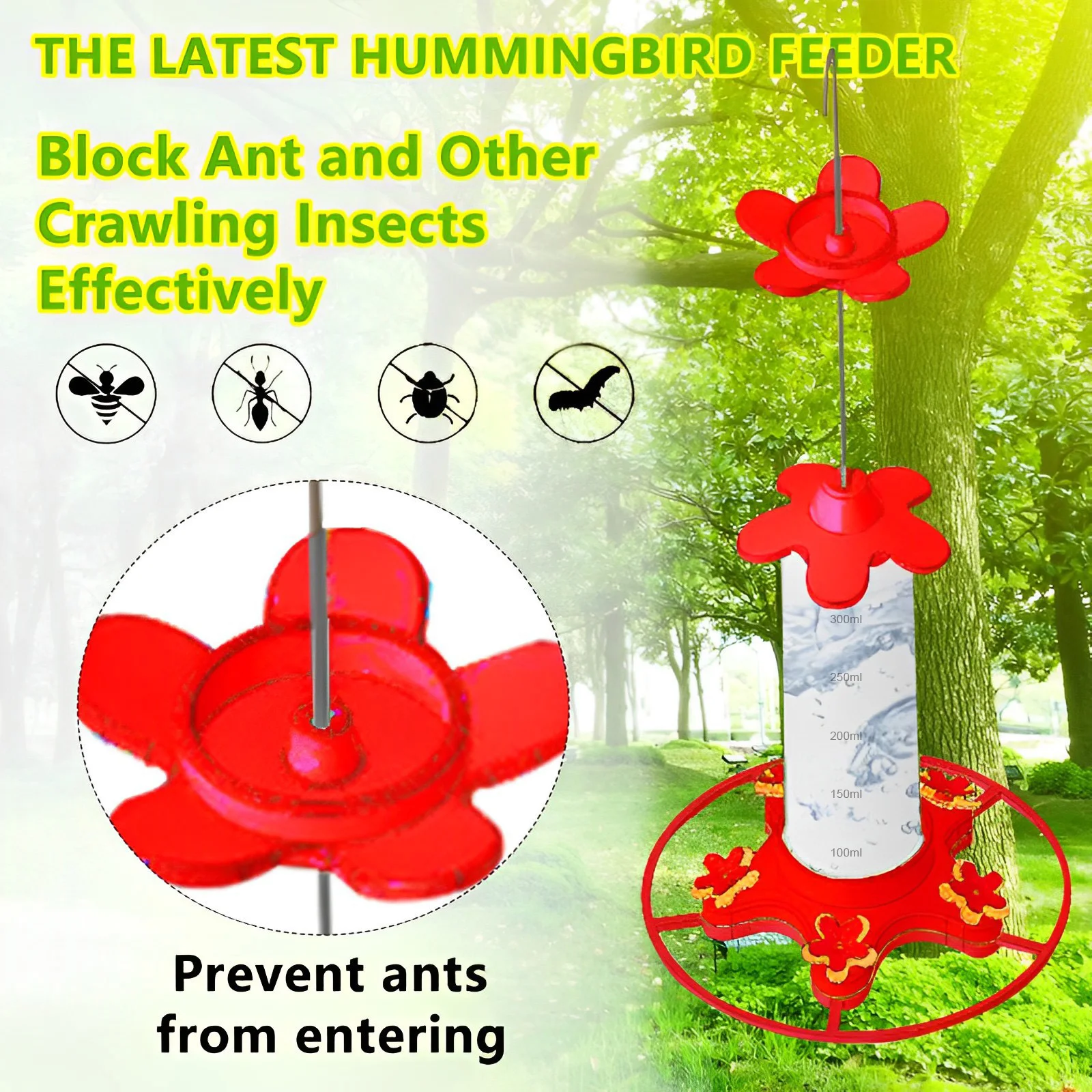 Hummingbird Water Feeder Hanging Hummingbird Bird Feeder Anti-ants Leakproof Easy To Clean Garden Birds Feeding Supply