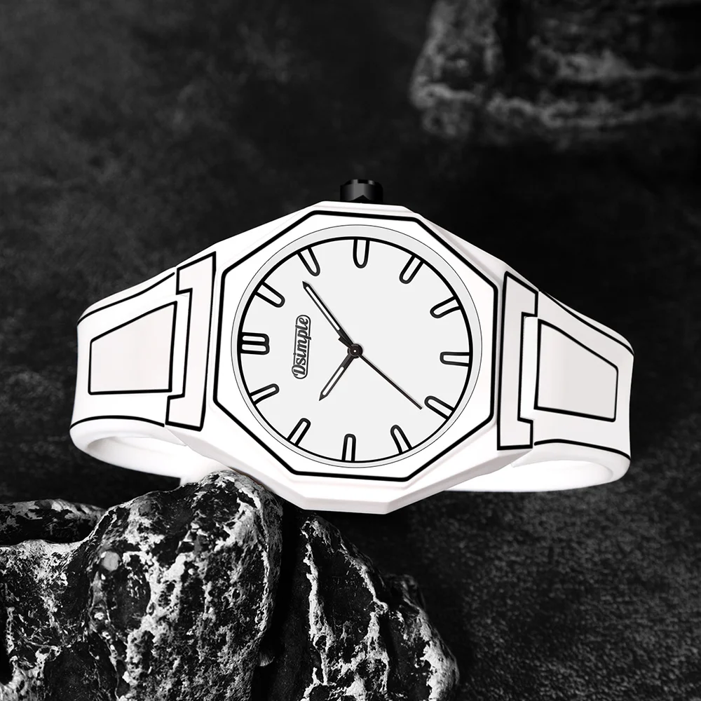 Preppy Style Quartz Wrist Watch - Round Dial, Electronic Drive, Silicone Strap, Unisex, Holiday Gifts(Gift box does not include)