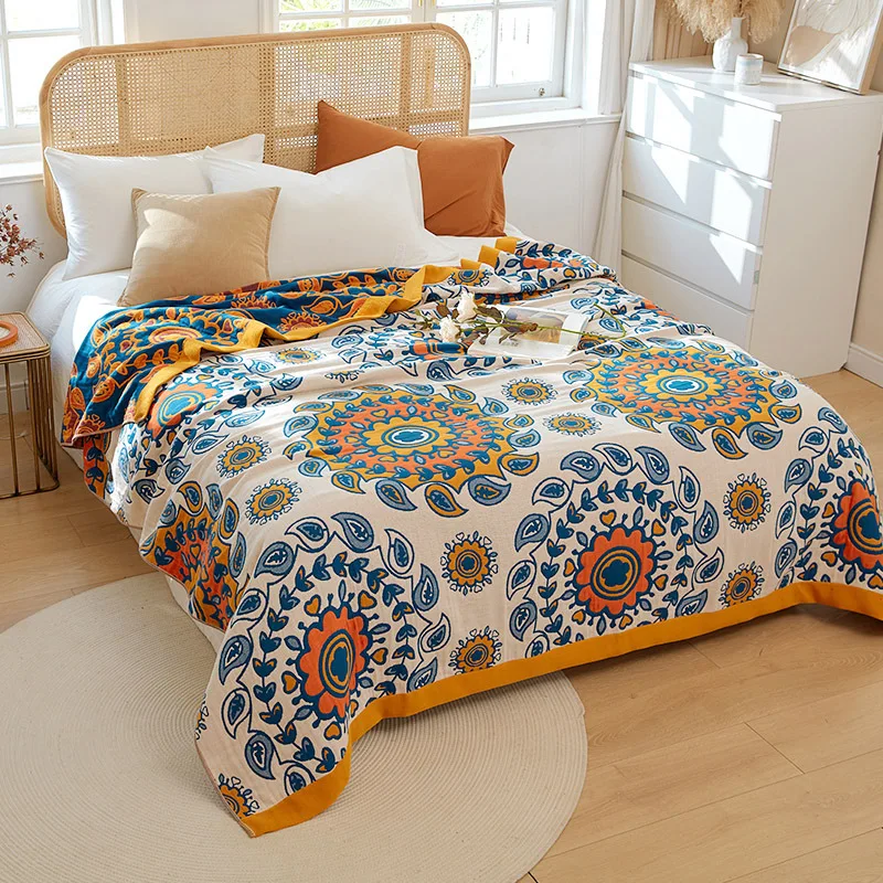 

Letter King Queen Size Single Double Bed Bedspread Pure Cotton Sofa Cover Towel Blankets For Summer Print Muslin Throw Blanket