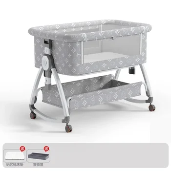 Culla portatile e mobile, letto grande pieghevole con giunture regolabili in altezza, lettino per bambini, letto in Sib, latte anti-traboppo