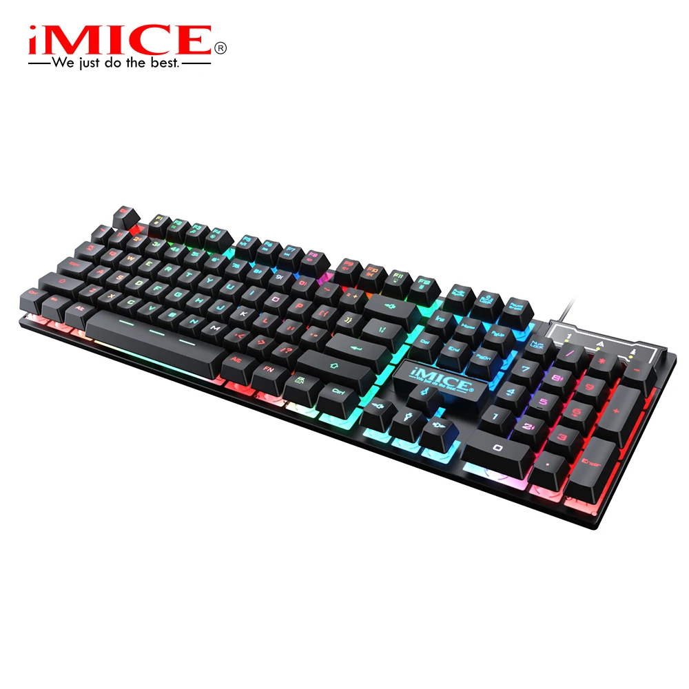 

IMICE проводная механическая эргономичная игровая клавиатура с подсветкой 104 резиновые колпачки для клавиш RGB водонепроницаемая компьютерная игровая клавиатура