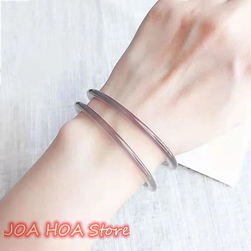 멀티 컬러 라운드 바 절묘한 천연 얇은 팔찌 손으로 조각한 마노 핸드링 여성 경..