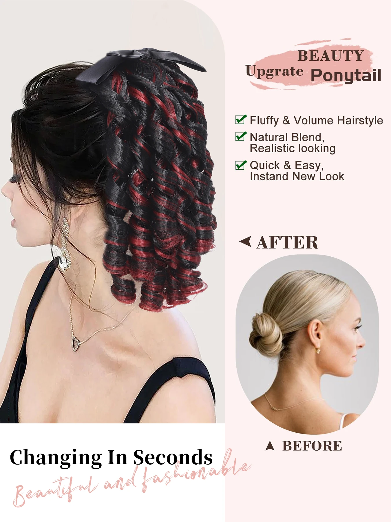 Synthetic Curly Ponytail Hair Extension Clip for Women