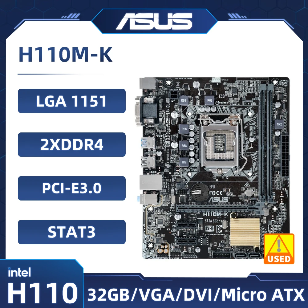 

H110 Motherboard ASUS H110M-K Motherboard DDR4 32GB LGA 1151 PCI-E 3.0 4×SATA III USB3.0 Micro ATX support 6th gen Core i7/i5
