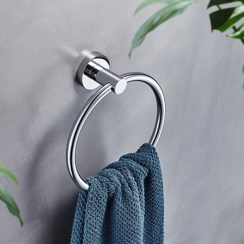 No-drill towel ring, towel holder for bathroom and shower room storage, made of 304 stainless steel, hanging ring