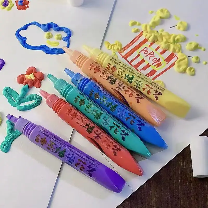 6 Teile/satz Neue Multifunktionale Schaum Exotische Popcorn Stift Marker Stift Notebook kinder Magie Stift Spaß Flauschigen Stift 3D Blase Stift – Detail 13