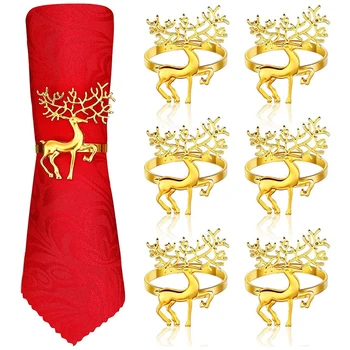 Christmas Napkin Rings Gold Reindeer Used For Holiday Parties Christmas Wedding Thanksgiving Home Dinner Table Decoration 1