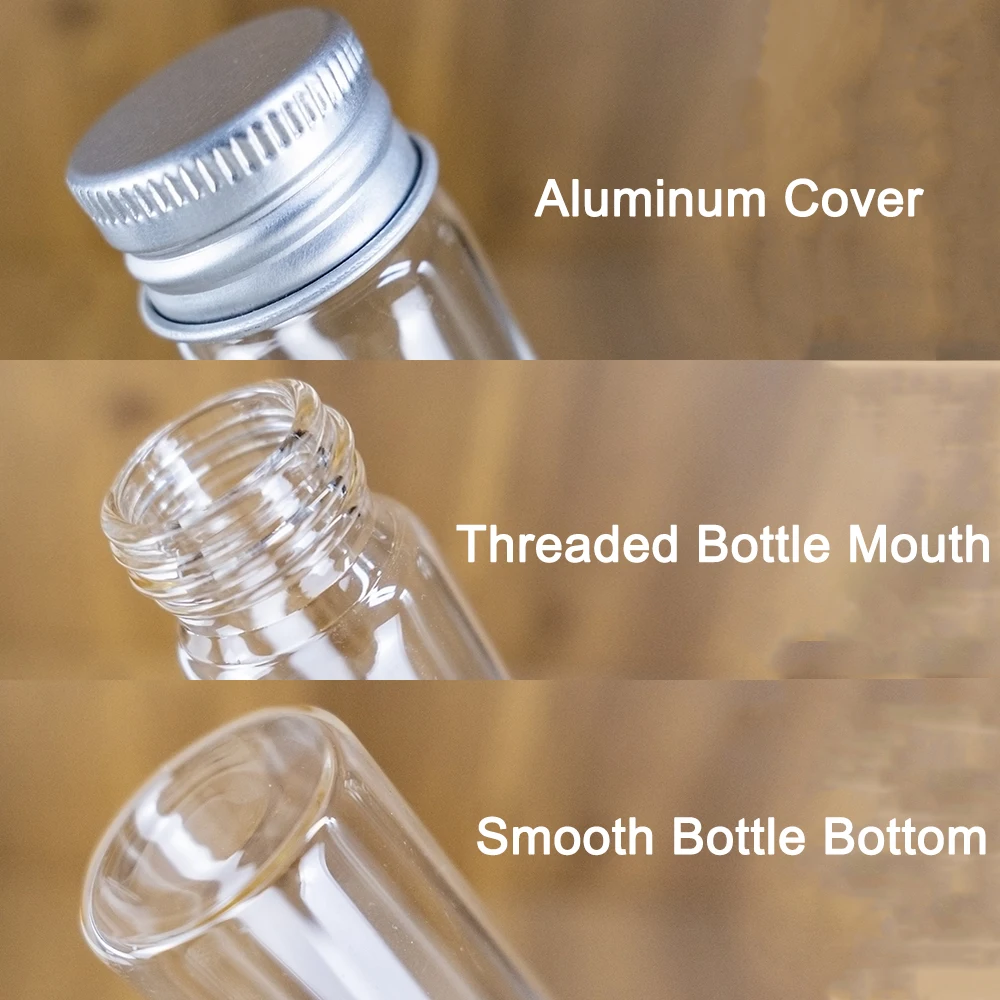 6/24pcs 25x230mm Empty Glass Bottles With Screw Aluminum Cap Long Glass glycyrrhiza sweets Honey bottle Vials Stand 90ml 6
