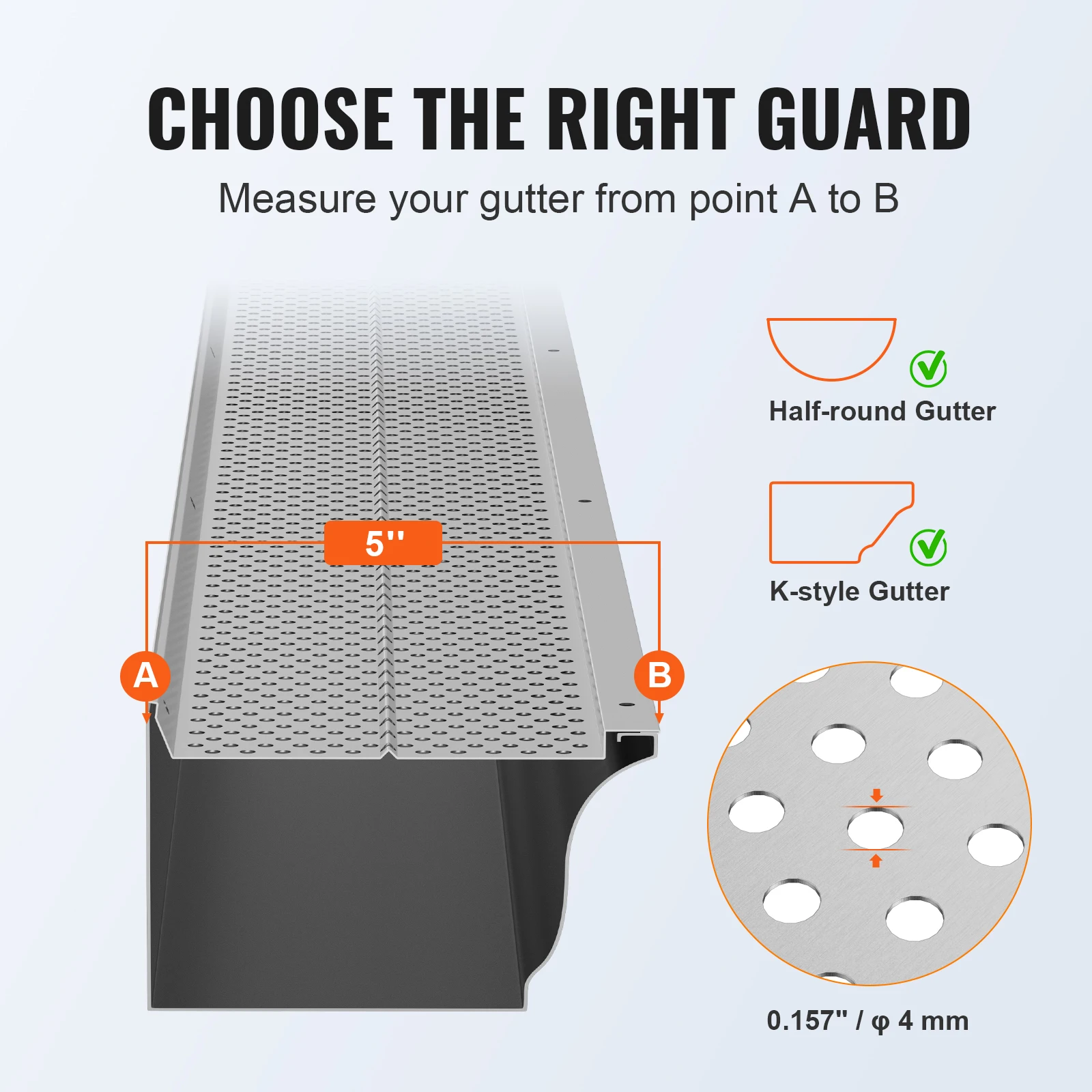 VEVOR Gutter Guard 5/6in Aluminum Leaf Filter DIY Gutter Cover 13/26/52 PCS Raptor Guards Fits Any Roof or Type gutter leaf guard