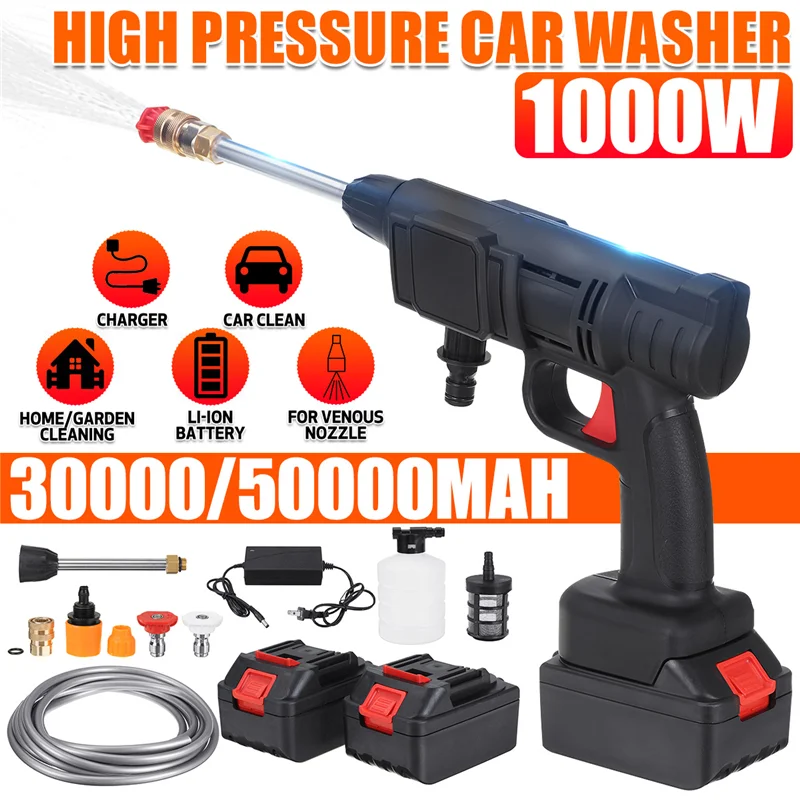 

30Bar Wireless High Pressure Car Wash Washer Gun 2000/4000mah Foam Generator Water Gun Spray Cleaner for Makita 18V Battery