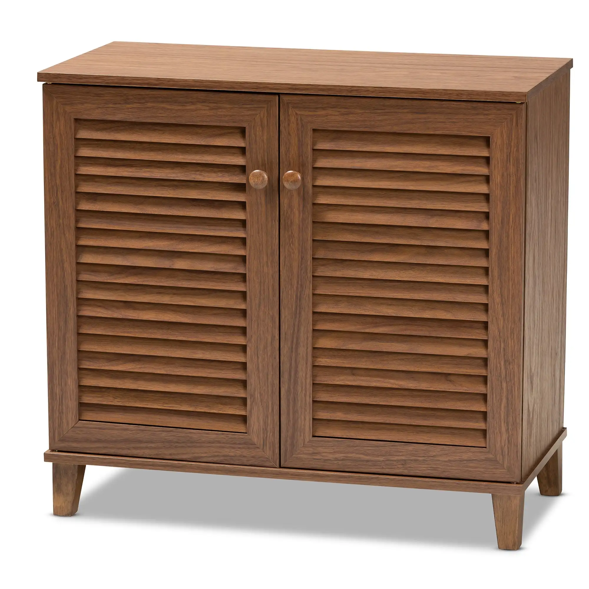 

Baxton Studio Coolidge Modern Walnut 4-Shelf Shoe Cabinet