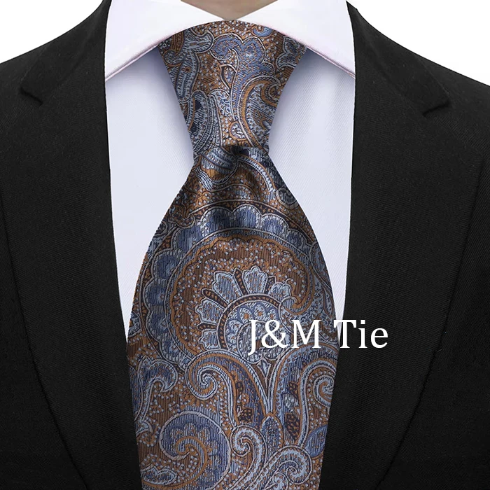Herren-Krawatte, luxuriöse Krawatte, braun, grau, Business, Hochzeit, Party, neues Design, Krawatte, Paisley-Krawatte, Blumenmuster, Hochzeitsstil, Gravat-Geschenk – Detail 25
