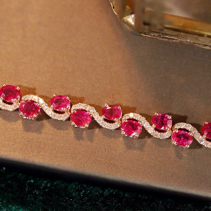 Aazuo Premium Jewelry 18K Solid Rose Gold Real Diamonds Natural Ruby Classic S Line Bracelet Gifted For Women High Cass Banquet 13 Sbd70f0e4404c4d29b11da359ee5fc680U Aazuo Premium Jewelry 18K Solid Rose Gold Real Diamonds Natural Ruby Classic S Line Bracelet Gifted For Women High Cass Banquet