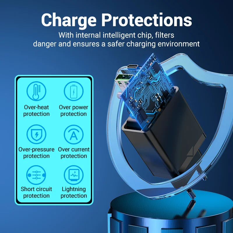Vention 아이폰 14, 13, 11 용 USB C타입 고속 충전, QC 4.0 3.0 USB 휴대용 휴대폰 충전기, 20W PD 충전기
