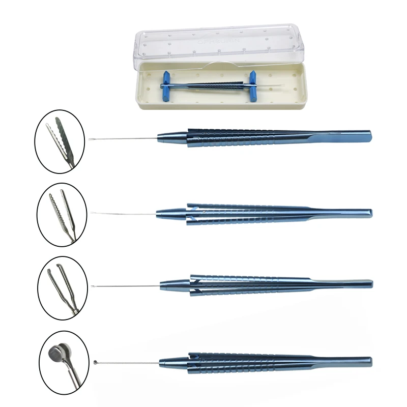 GREATLH Titanium Alloy Capsulorhexis Forceps Intraocular Forceps with Box Ophthalmic Microsurgery Instrument