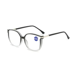 Unisex Square Multifocal Anti - Blue Light Reading Eyewear - +400 (Black clear)