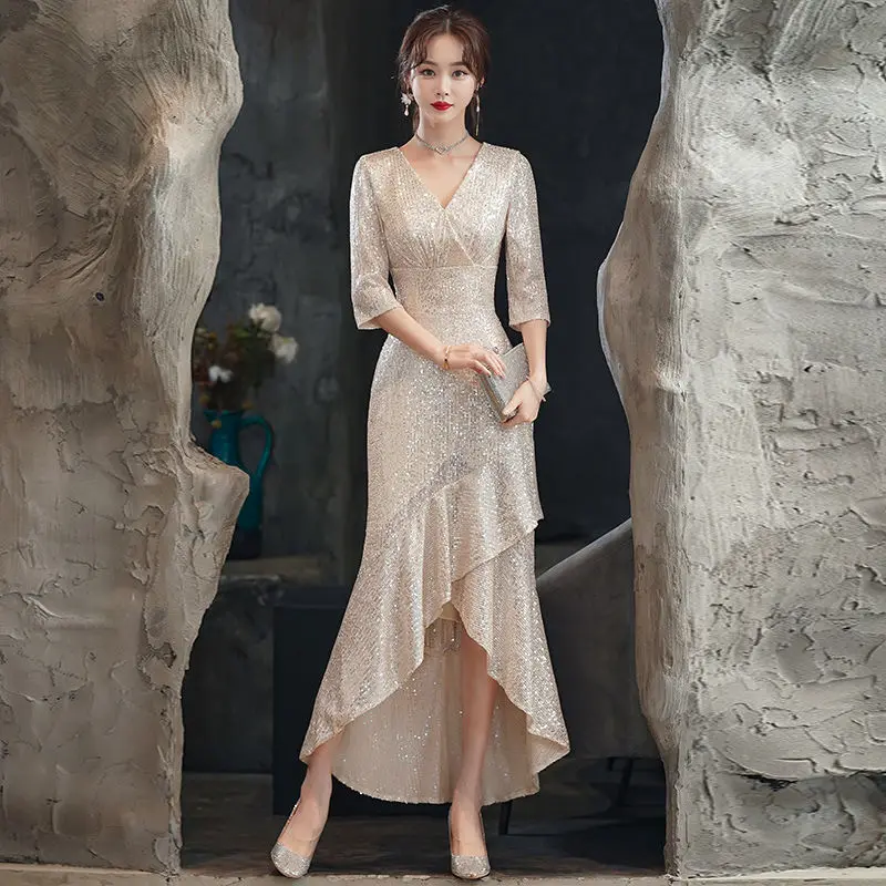 

Evening dress long elegant temperament 2023 new dress women's banquet noble usually can wear light luxury small summer