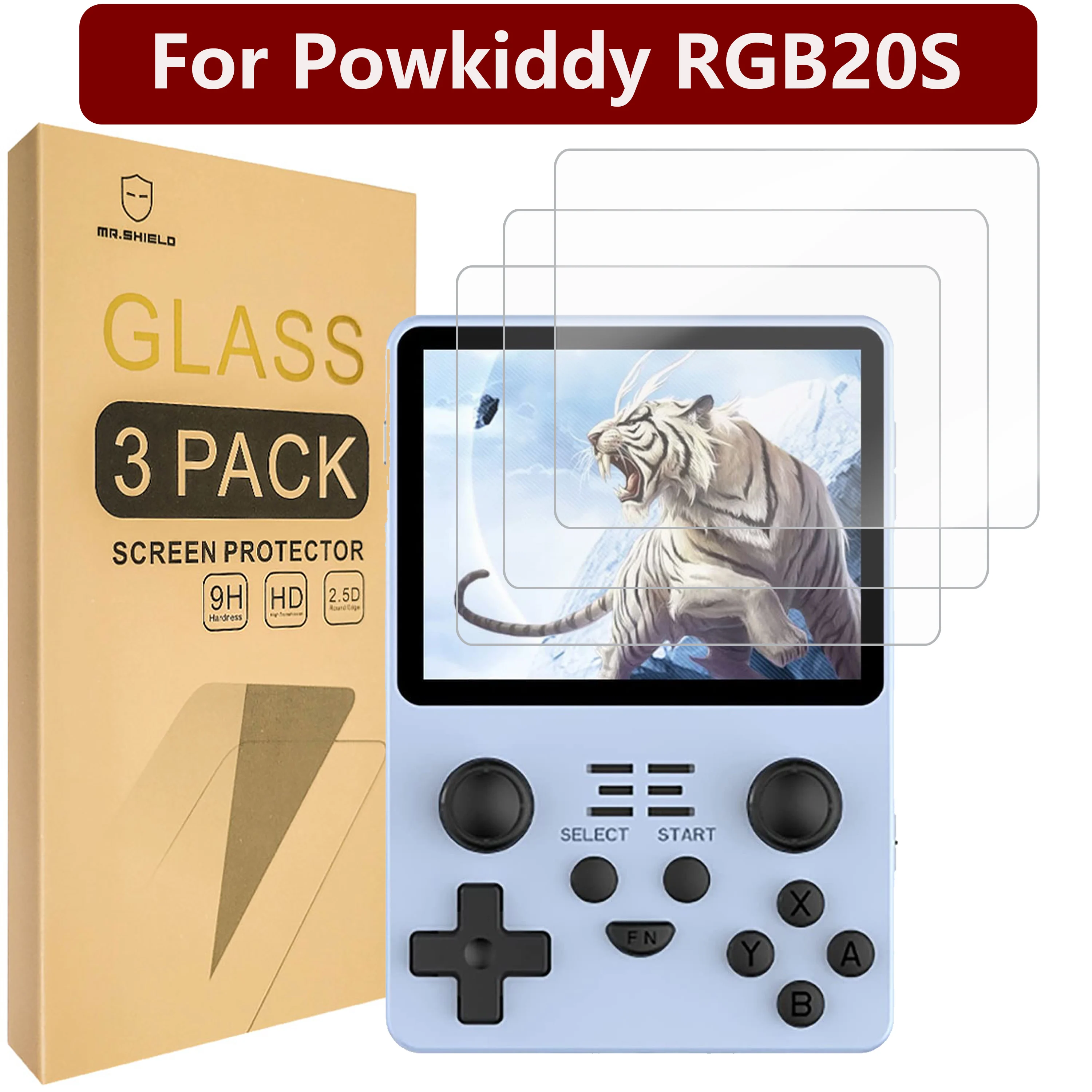 

Mr.Shield [3-Pack] Screen Protector For Powkiddy RGB20S [Tempered Glass] [Japan Glass with 9H Hardness] Screen Protector