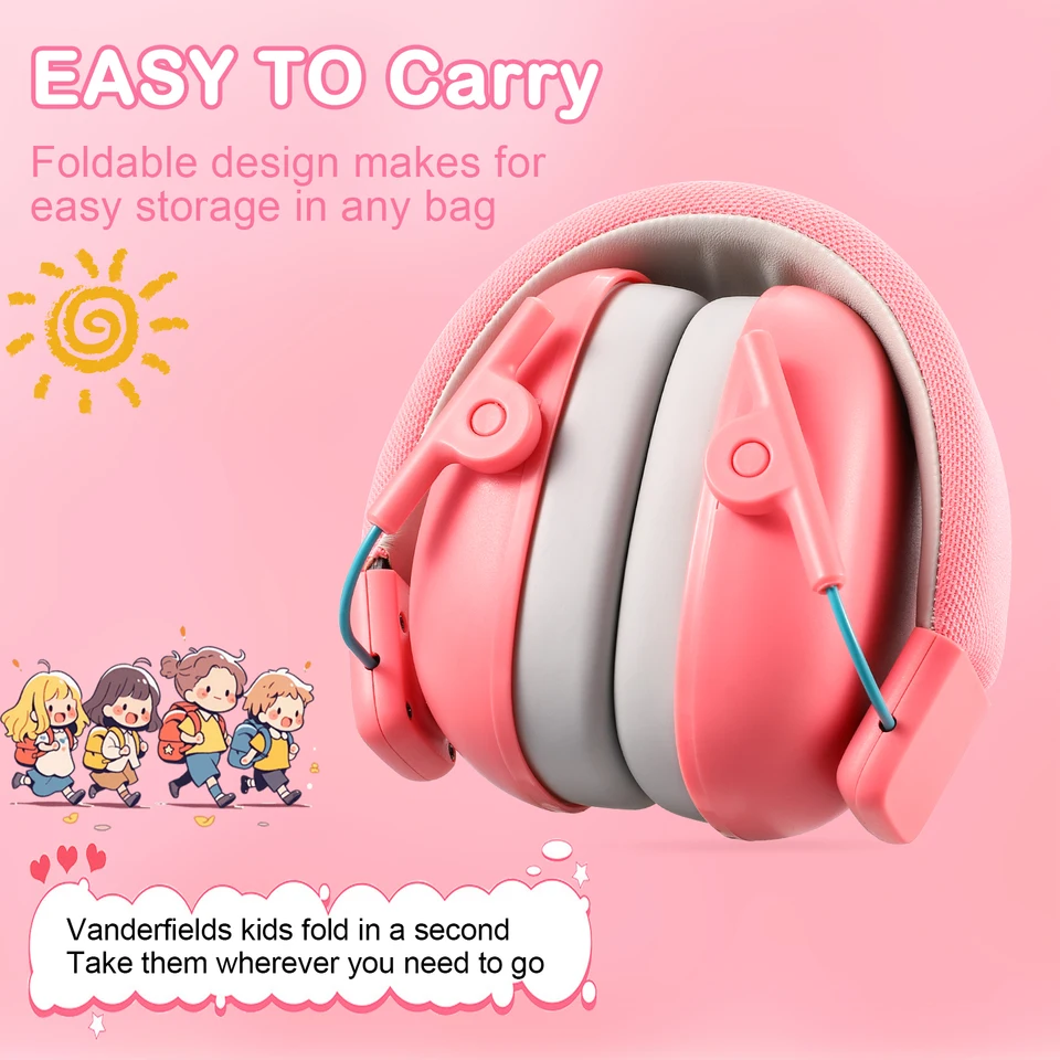 Kids Noise Cancelling Headphones - 26dB NRR Hearing Protection For Autism & Concentration