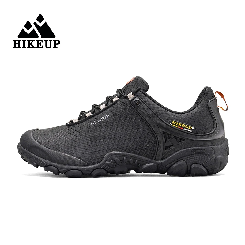 HIKEUP New Hiking Shoes Elevated Insoles Wear-resistant Outdoor Sport Men Shoes Lace-Up Men's Climbing Trekking Hunting Sneakers
