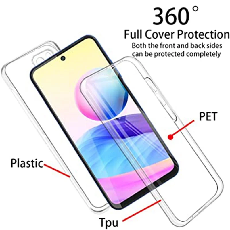 Enhanced Shockproof 360° Full Body Clear Phone Case with Silicone Back and Hard Front