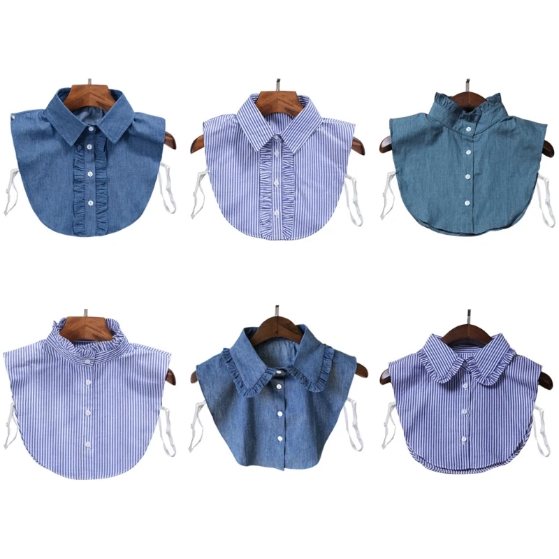 

Stripes Women Detachable Lapel Fake Collar for Doll Ruffle T8NB