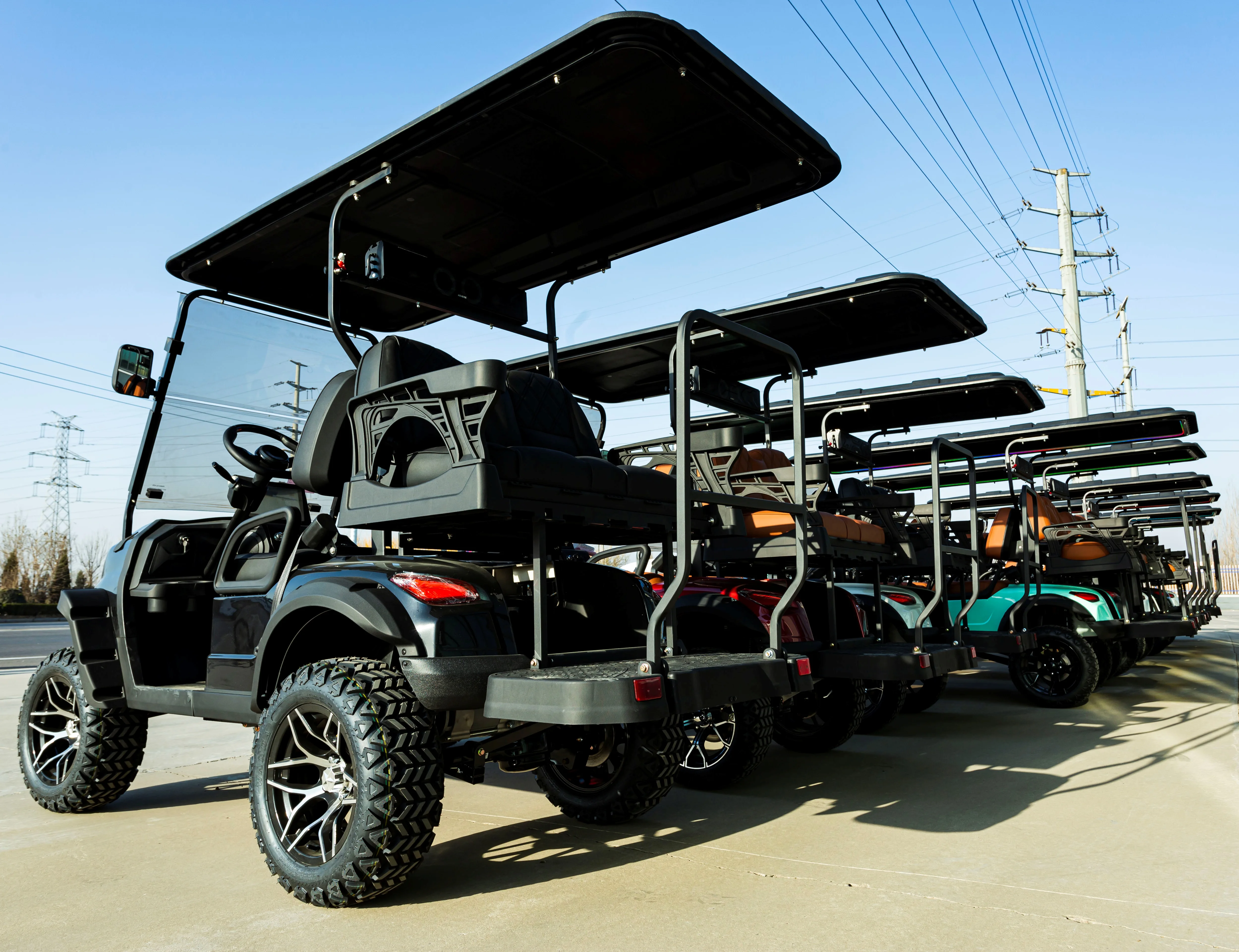 4 Wheel 4 Seater Luxury Club Car 48v Lithium Battery Off Road Golf Cart With Led Lights