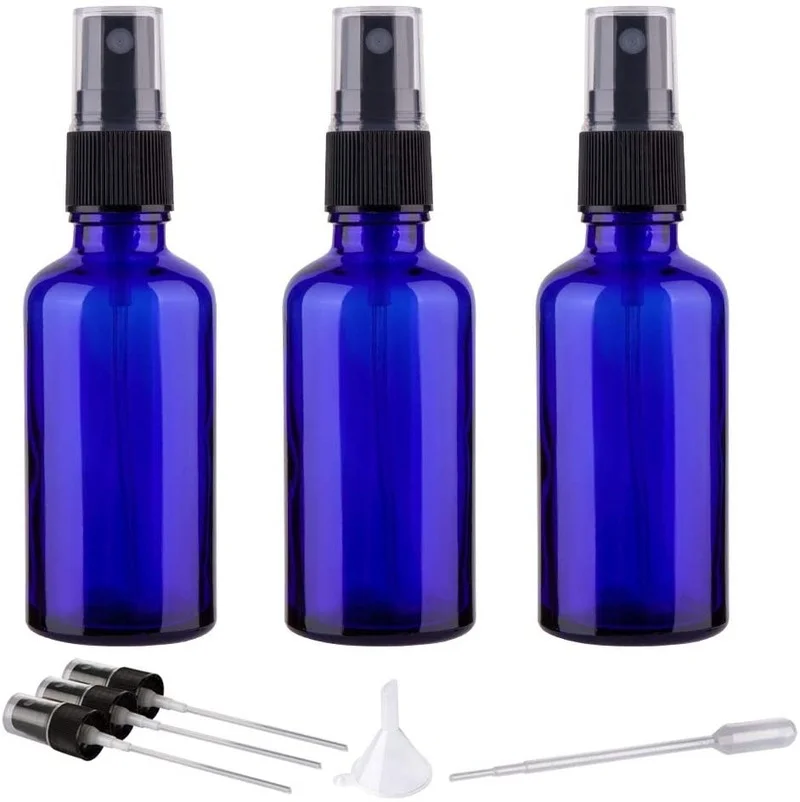 2oz Small Fine Mist Spray Bottles For Essential Oils, Blue Glass Spray Bottle 3 Pack [puma] official puma essential small logo tee 58666851