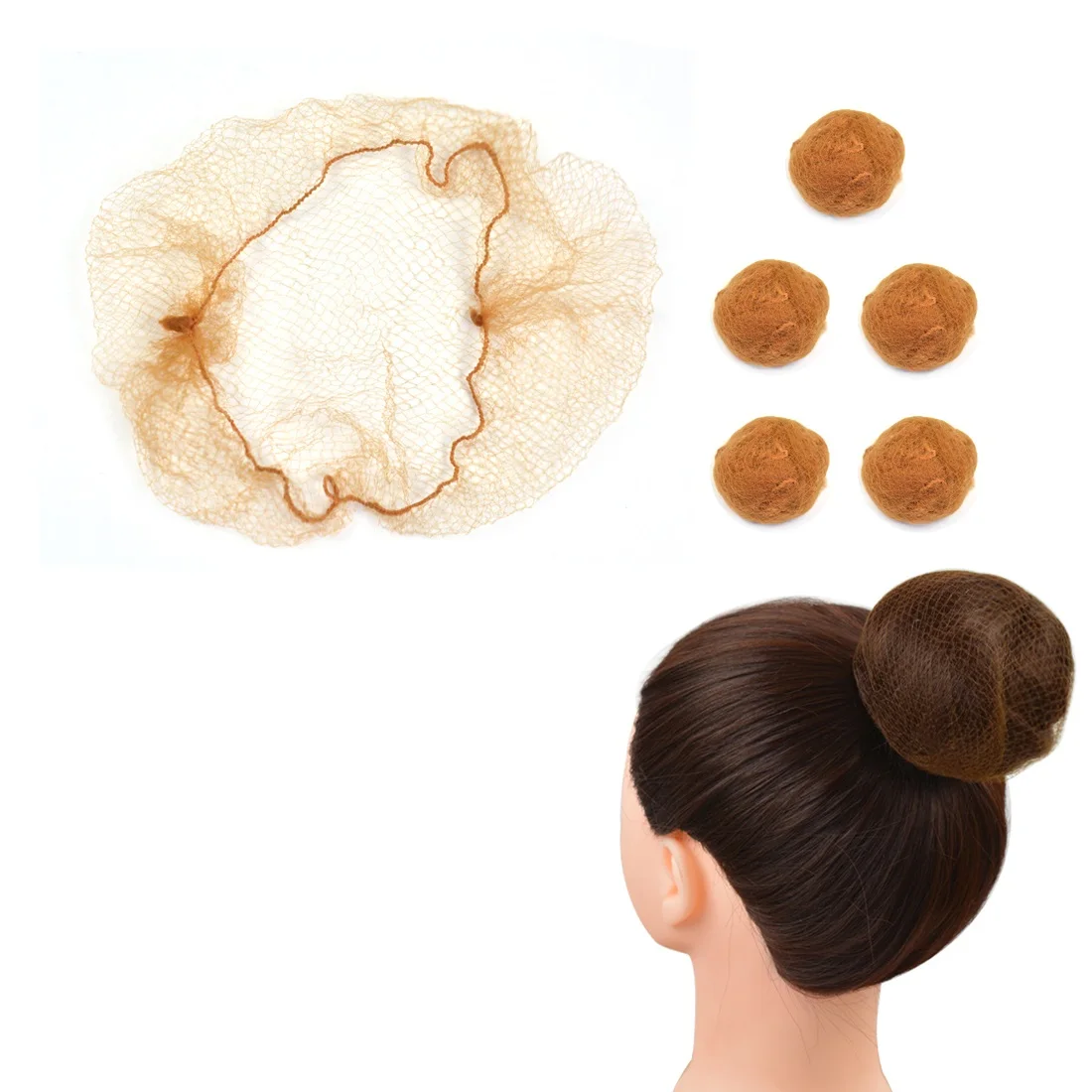 Invisible Hair Nets For Hair Bun 20 Inch Durable Nylon 5 Colors Hairnets For Wigs Elastic Edge Mesh 50Pcs hair nets,wig accessories