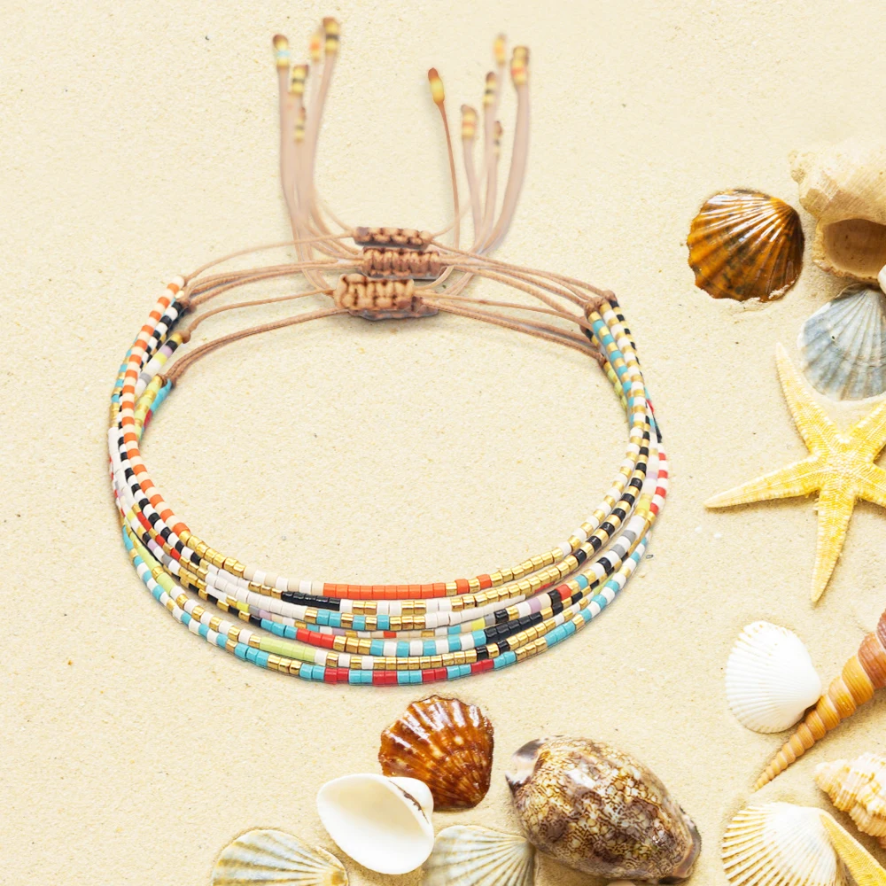 Beaded Stretch Stackable Stretch Bracelets FINREZIO 3-5 Sets - Main Image