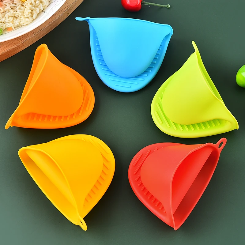 2pcs Mini Silicone Heat Resistant Insulation Non Stick Anti-slip Microwave Gloves Clips Pot Holder Baking Oven Mitts
