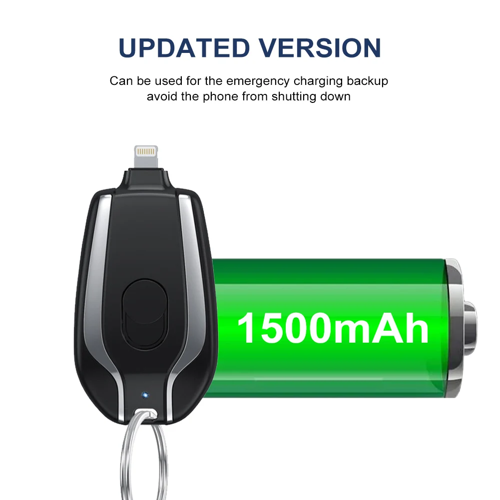 1500mAh Portable Keychain Power Bank Fast Charging Mini Mobile Phone Charger External Battery Pack For iPhone Emergency Power