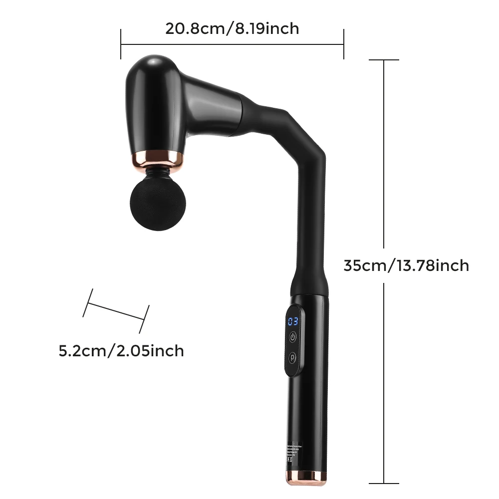 Fascia Gun Muscle Massager Gun High Frequency Shoulder Back Waist Neck Body Electric Muscle Relax Massage Gun Long Handle 3 Mode