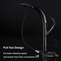 ทองเหลืองหรูหราทองสวิทช์สัมผัสก๊อกน้ําห้องครัวแบบดึงออก 1 หลุมเดี่ยวจับอ่างล้างจานร้อนและเย็น 2 ฟังก์ชั่นผสม 3