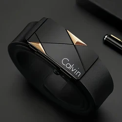 Elegant Men's PU Leather Belt - Versatile Fashion Accessory with Automatic Buckle - 110cm (CWY Gold)