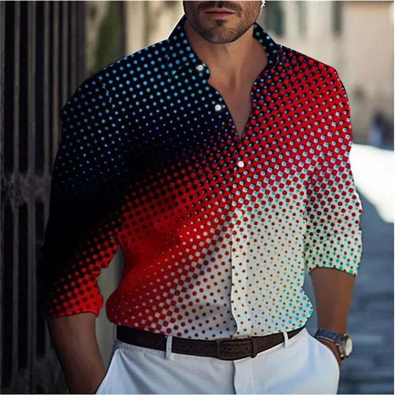

2024 Fashionable Men's Shirts Polka Dots 3D Printed Lapel Button Long Sleeve Shirt Clothing 6 Styles Design Comfortable S-6XL