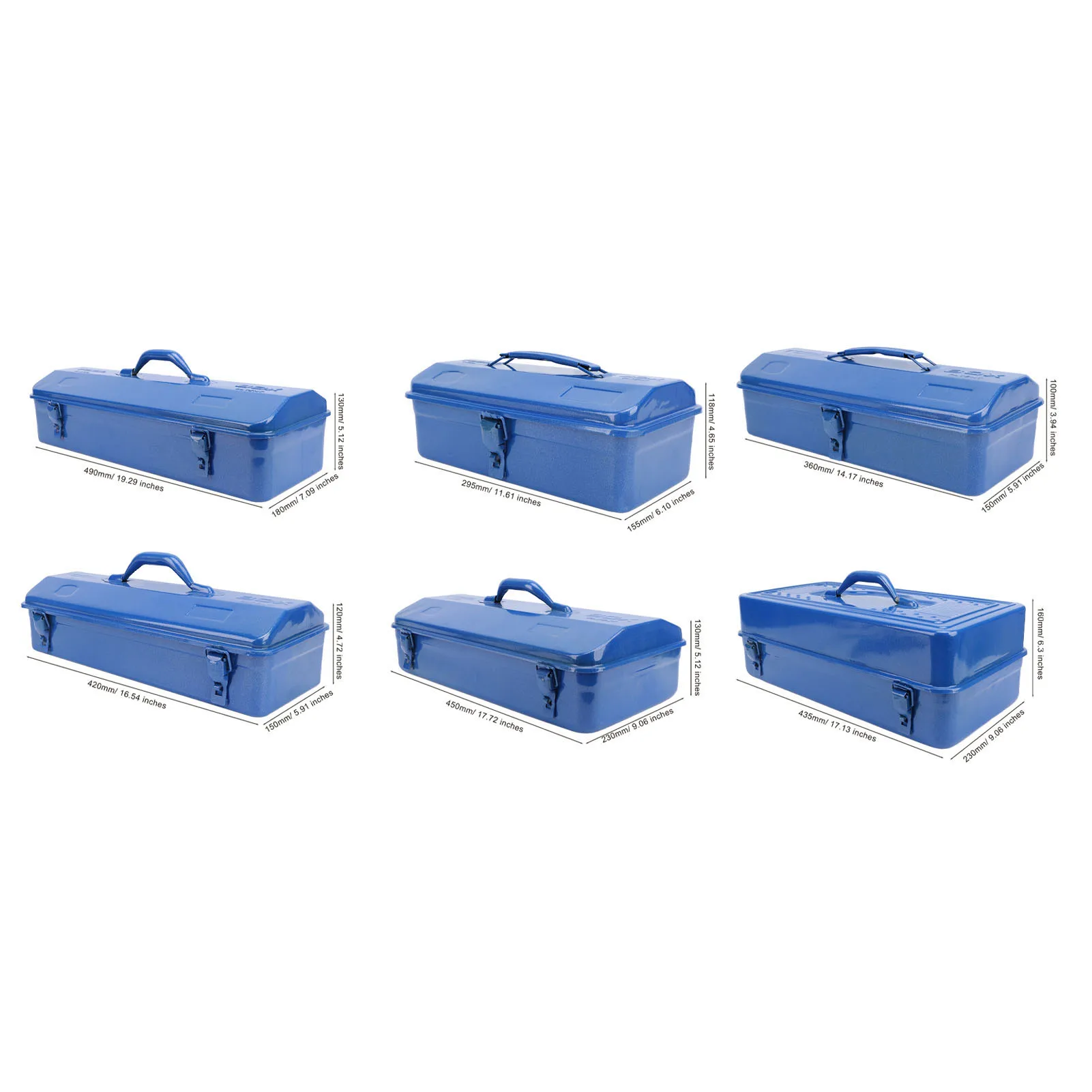 블루 툴박스 금속 구조 고하중 휴대용 공구 보관함 (작업장, 차고, 자동차, 작업 현장용)