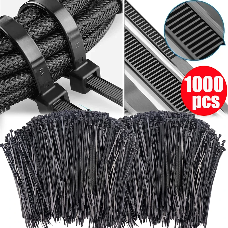Nylon Cable Ties Adjustable Self-locking Reusable 1000/100Pcs