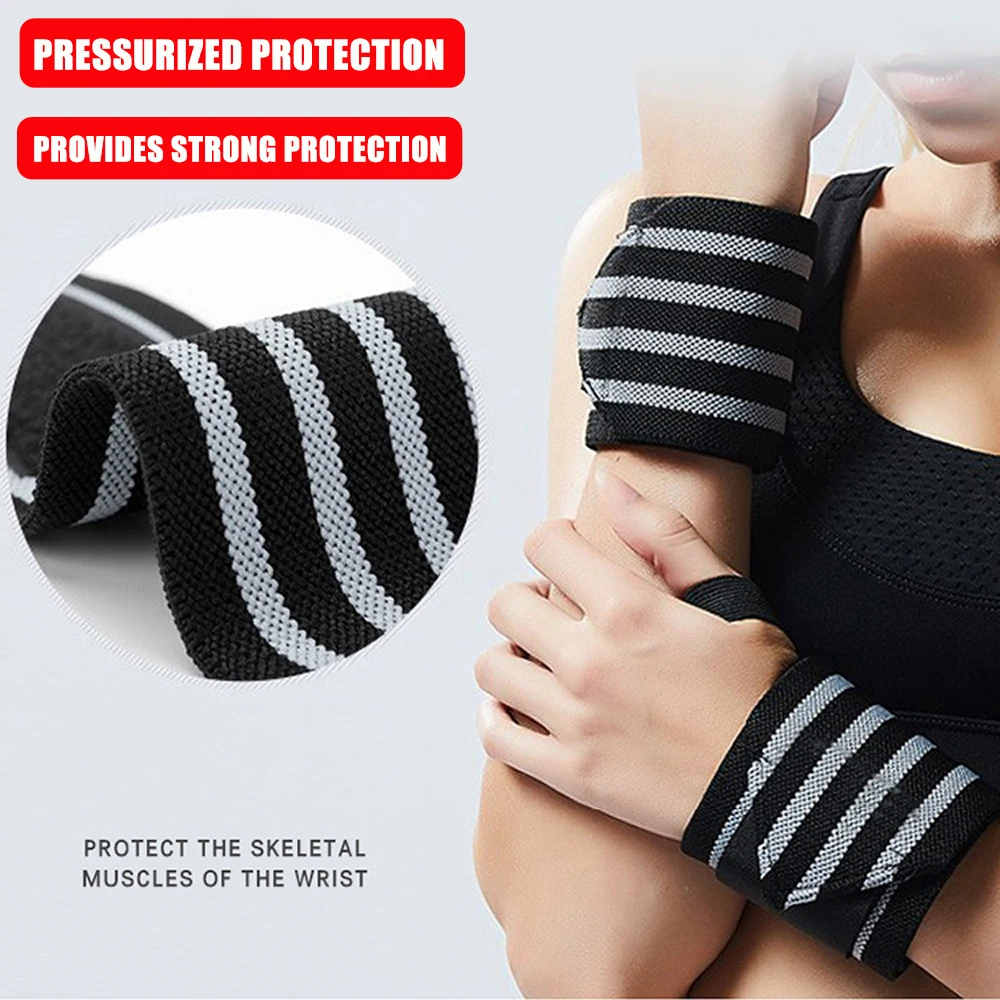 1Pair Wristbands Wrist Support Brace Carpal Protector Bracers For Gym Sports Wrap Band Cross Training Fitness Bench Press