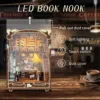 DIY Wooden Caramel Dream Cottage Book Nook Shelf Insert Miniature Model Kits With Light Bookshelf Bookend Friends Birthday Gifts 3