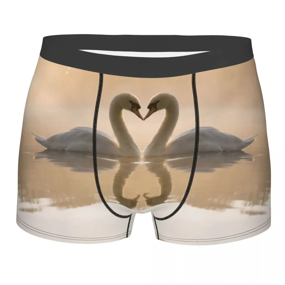 

Swans Couple Heart Love Animal Animals Cool Cute Underpants Panties Shorts Boxer Briefs Men's Underwear Ventilate