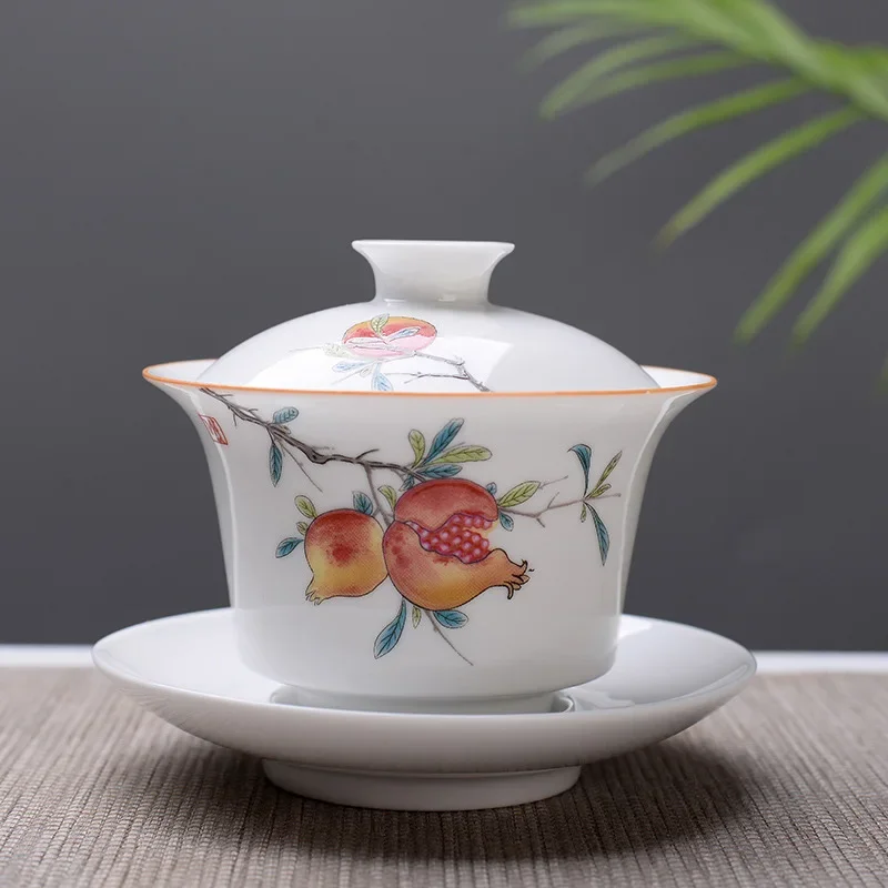 White bone china Gaiwan Tea Set Travel Ceramic Tea Set Kung fu tea set Chinese Porcelain Gaiwan cup
