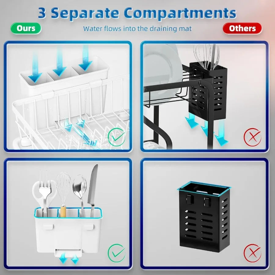 Dish Drying Rack SpaceSaving Dish Rack Dish Racks for Kitchen Counter Drying Rack Kitchen with Removable Utensil Holder and Aut