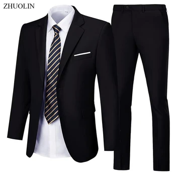 Abiti da uomo Elegante matrimonio 2 pezzi Set giacche Pantaloni Blazer slim fit Business Abito formale Moda classica 2025 Costume
