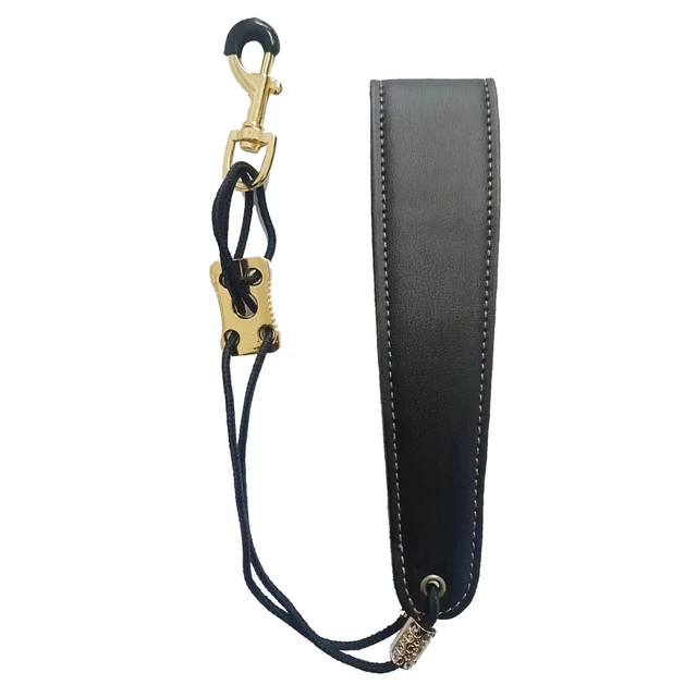 Sangle de Saxophone réglable en cuir souple, sangle rembourrée avec crochet  métallique, accessoires de clarinette, couleur noir - AliExpress